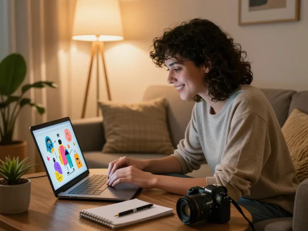Experience engaging nsfw ai conversations in a cozy, inviting home setting with AI companion interactions.