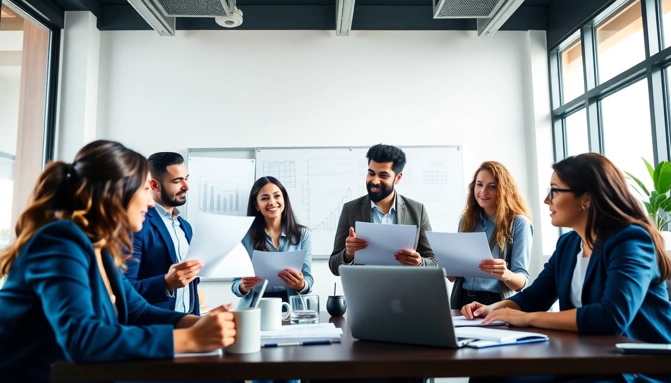 Register LLC in the US with a diverse team discussing business setup in a modern office.