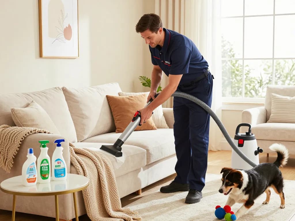 Professional upholstery cleaning service showcasing safe methods for homes with pets, highlighted in Small business blogs.