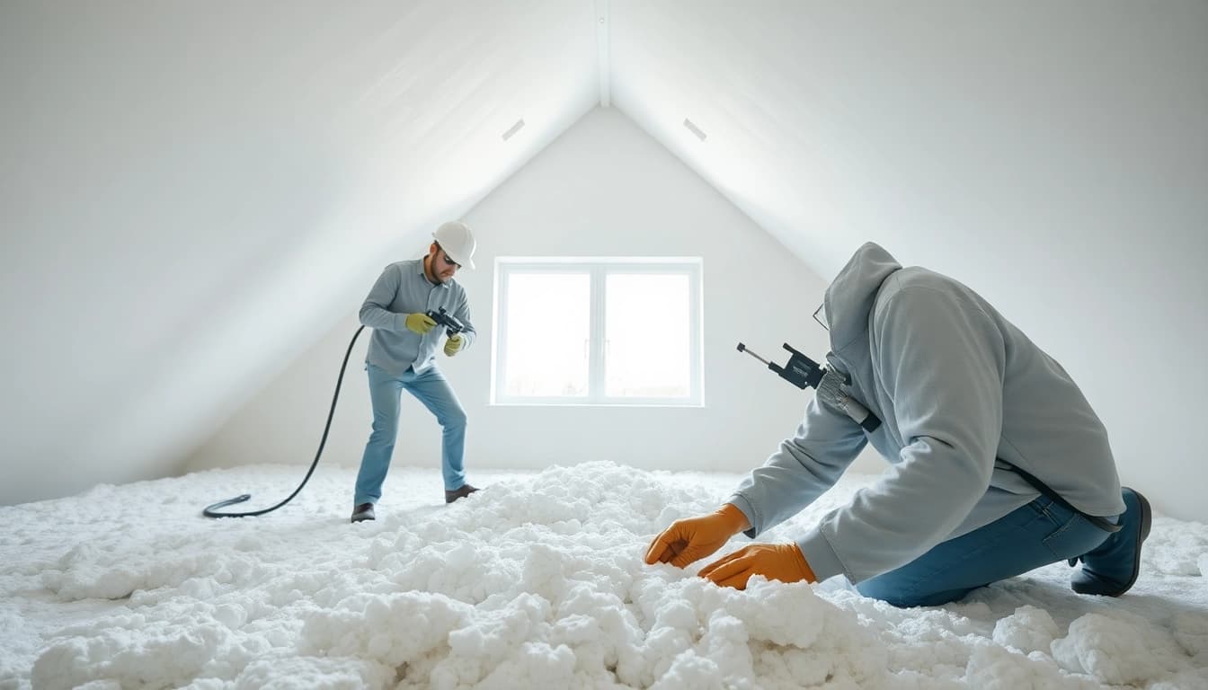 Efficient loft spray foam removal service performed by experts in a bright attic setting.