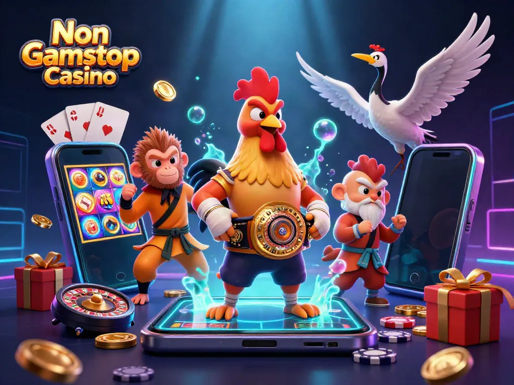 Experience thrilling action at a Non Gamstop Casino with vibrant 3D cartoon characters and dynamic game elements.