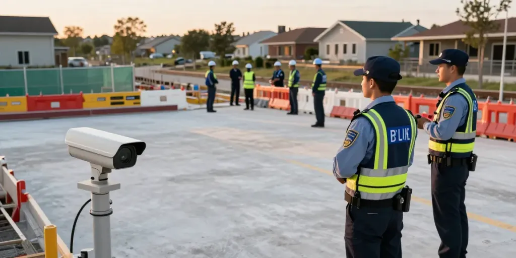 Construction Site Security personnel ensuring safety at a local construction site.