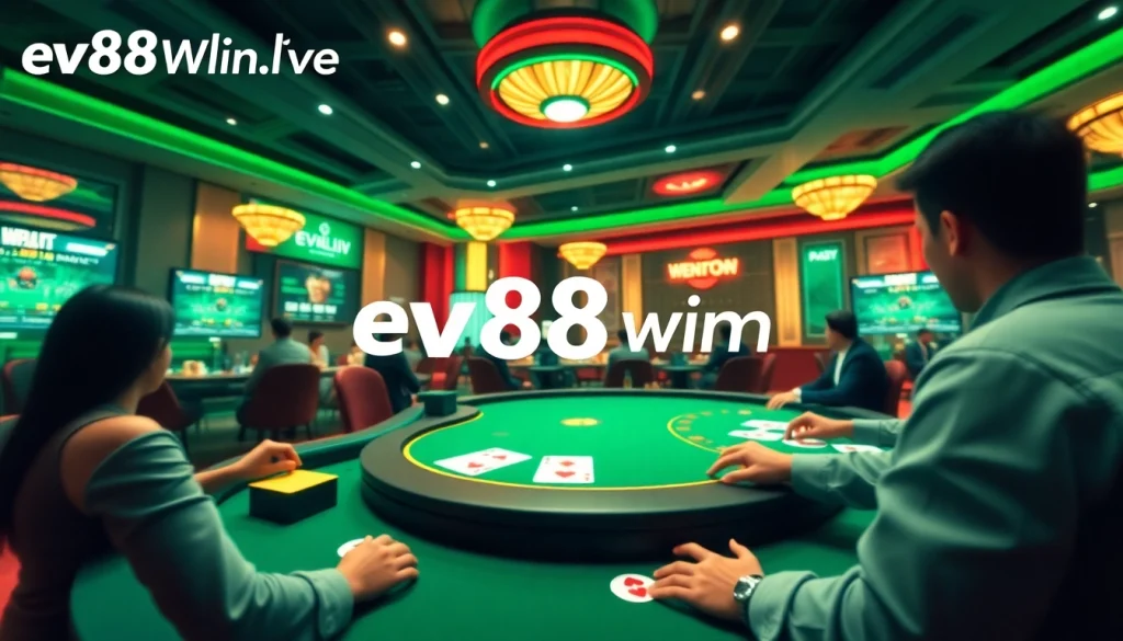 Experience the thrill of online gambling at ev88win.live, showcasing a modern digital poker game.
