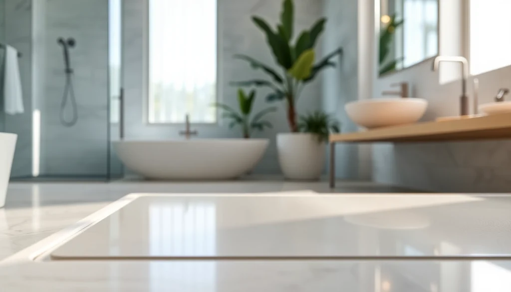 Elegant shower bases showcased in a modern bathroom setting with sleek design elements.