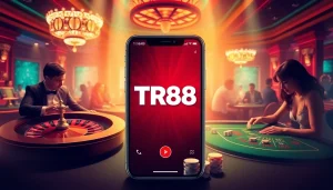 Experience the excitement of the TR88 app with vibrant casino visuals and engaging gameplay.