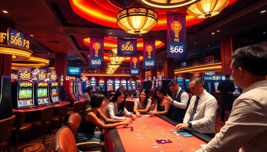 The app s666 enhances your gaming experience in an upscale casino filled with exciting slot machines and poker tables.