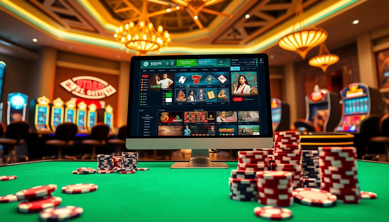 S666.nyc online gambling interface with casino games, vibrant colors, professional setting.