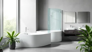 Visualisierung einer sonni Duschkabine 90x90 in einem modernen Badezimmer mit eleganten Designelementen.