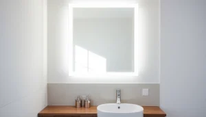 Showcasing a stylish led mirror bathroom with modern lighting and elegant accessories.