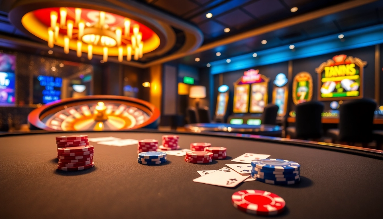 Engaging poker scene with vibrant chips and cards showcasing 789BET's casino experience.