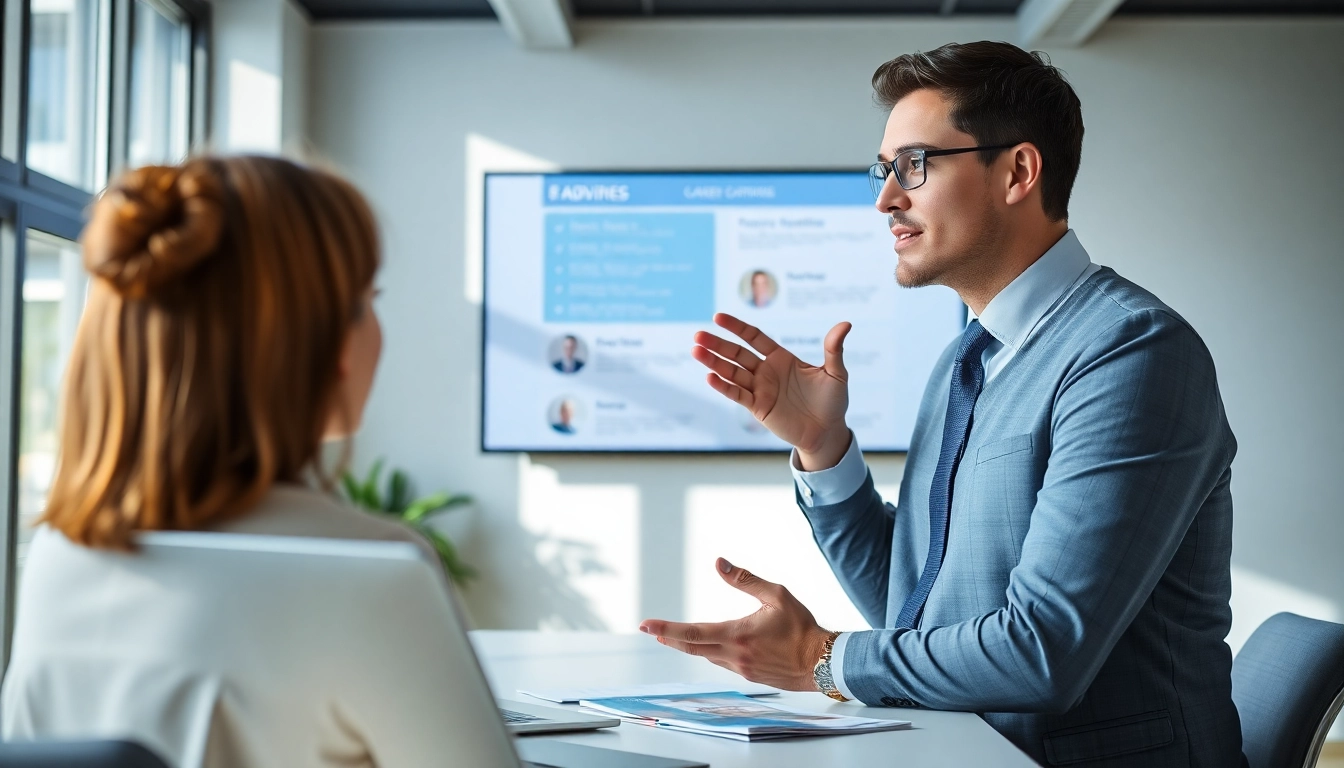 How to find my perfect career with a professional advisor in a modern office setting.