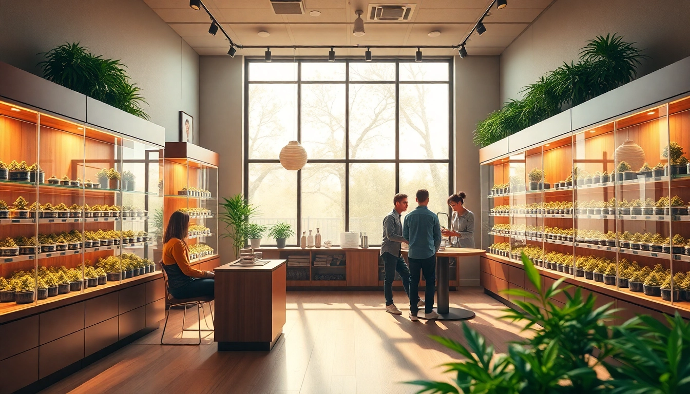 Explore offerings at the UK online weed dispensary with a welcoming interior and vibrant cannabis products.
