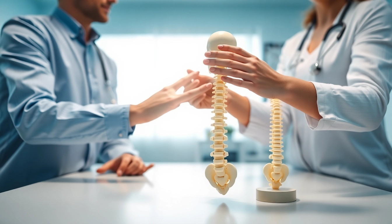 Illustration highlighting lower back pain causes through a physiotherapist's consultation.
