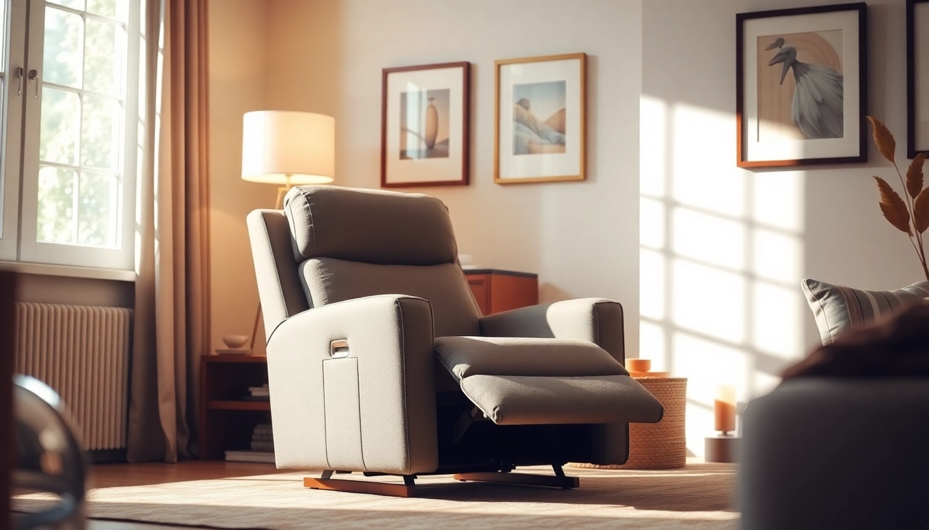 Experience comfort with a reclining lift chair in a cozy living room ambiance.