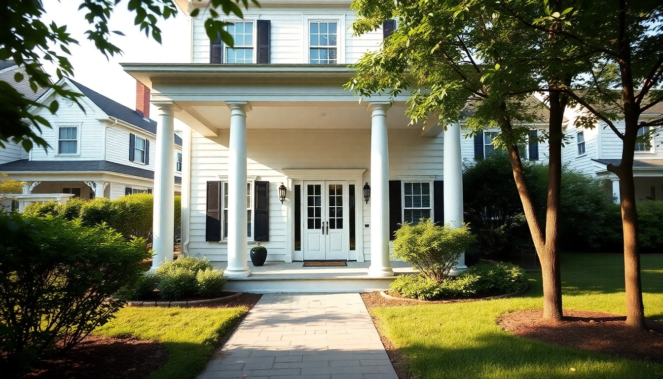 Colonial home addition showcasing classic architecture and inviting front porch design.