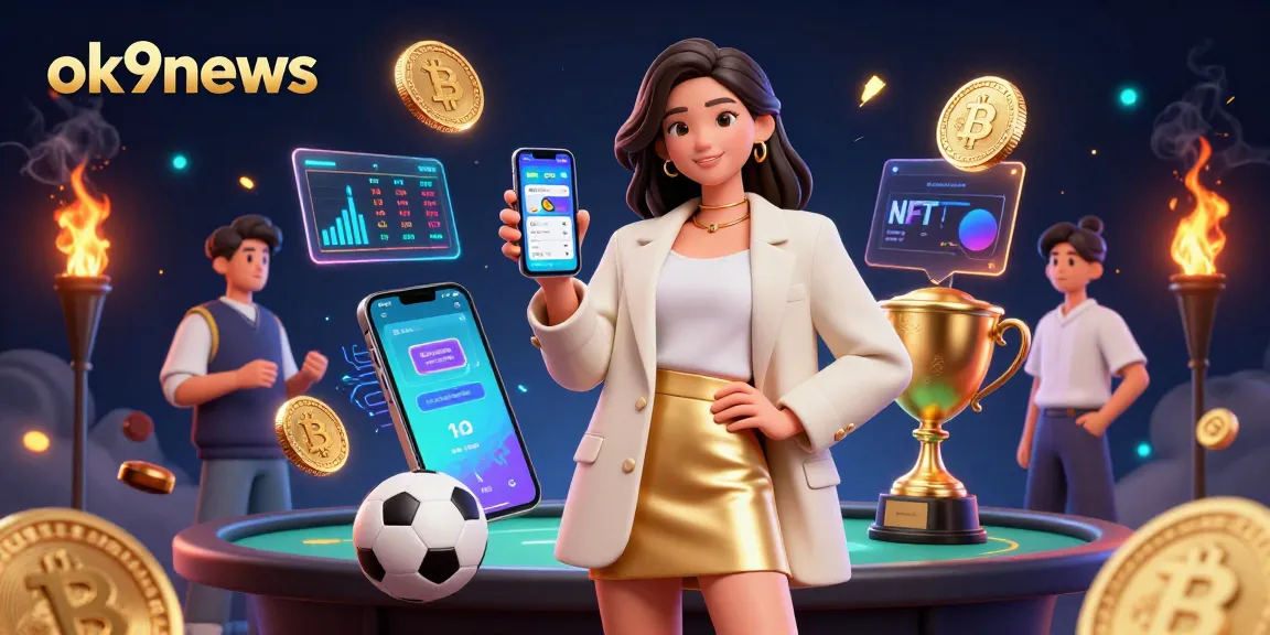 Experience the excitement of sports betting at ok9news through vibrant 3D illustration.