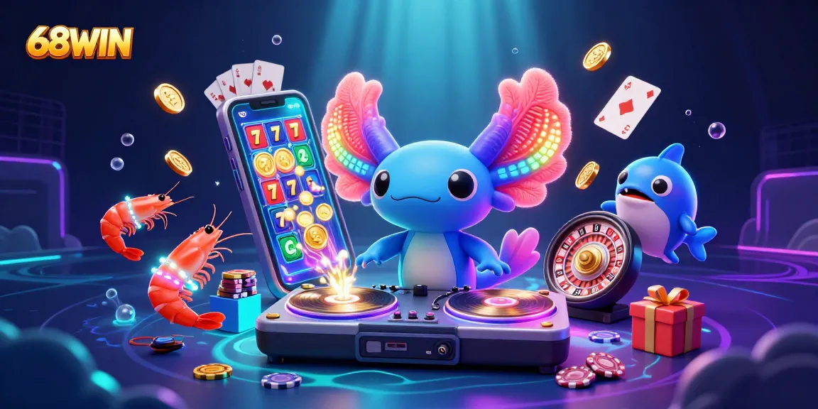 Engage with 68WIN adventures through vibrant underwater casino scenes featuring slots and thrilling characters.