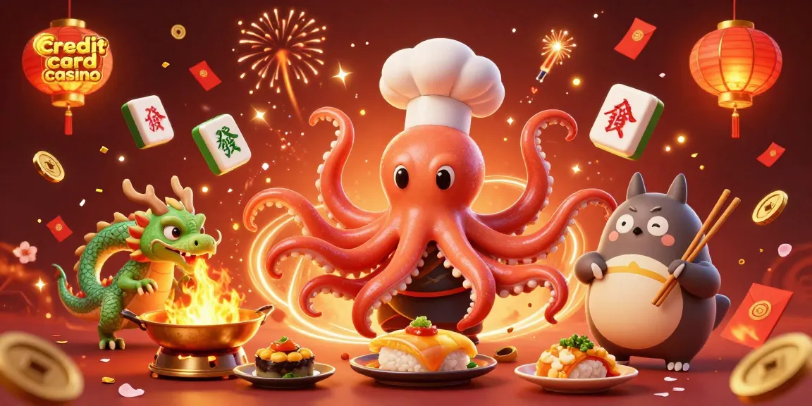 Experience the excitement of a credit card casino with engaging characters and vibrant decorations.
