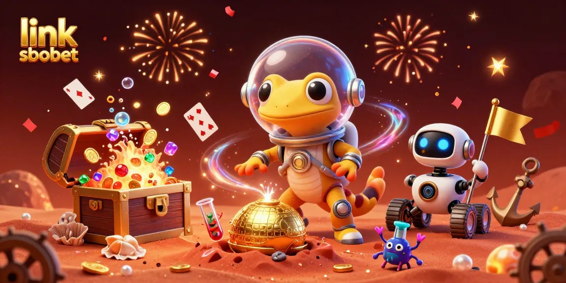Experience thrilling gaming adventures with link sbobet at a vibrant alien casino scene.
